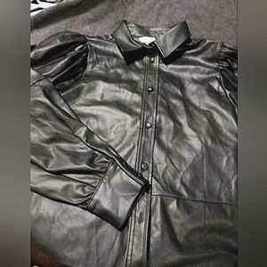 H&M women's faux leather shirt jacket